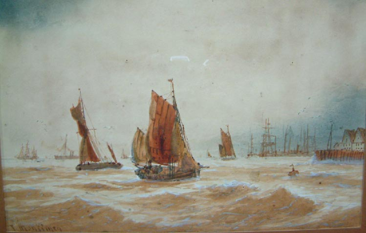 Pair boating shipping related watercolour painting's by British artist Thomas Mortimer 1880-1920